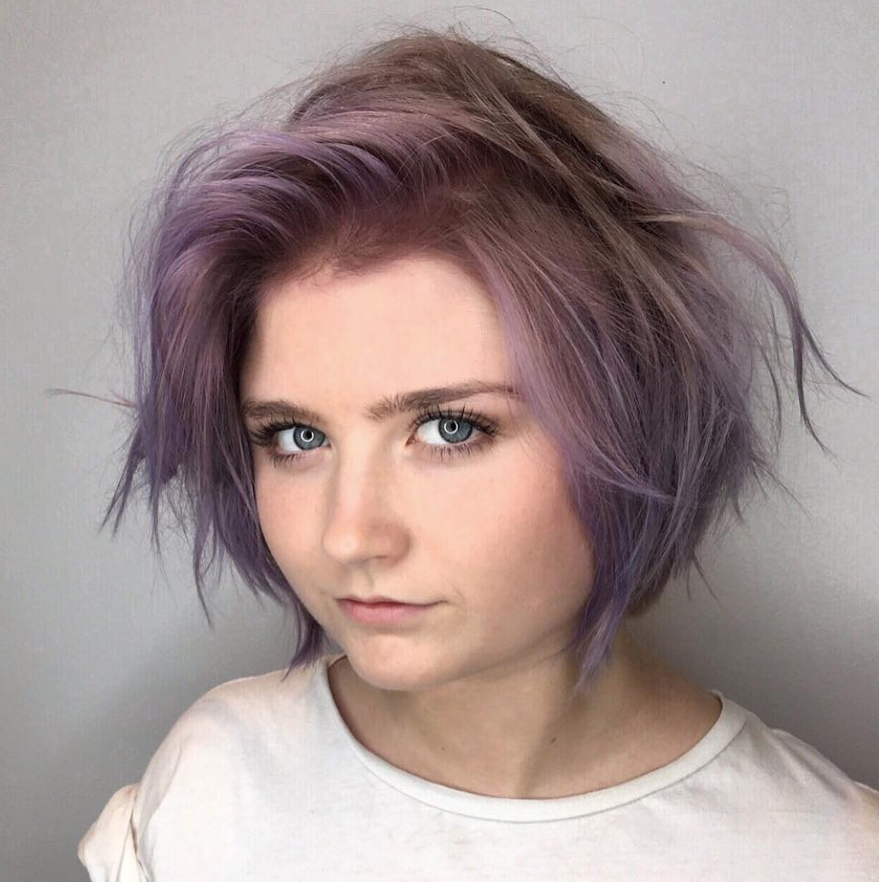 Lavendel Messy Bob voor dun haar