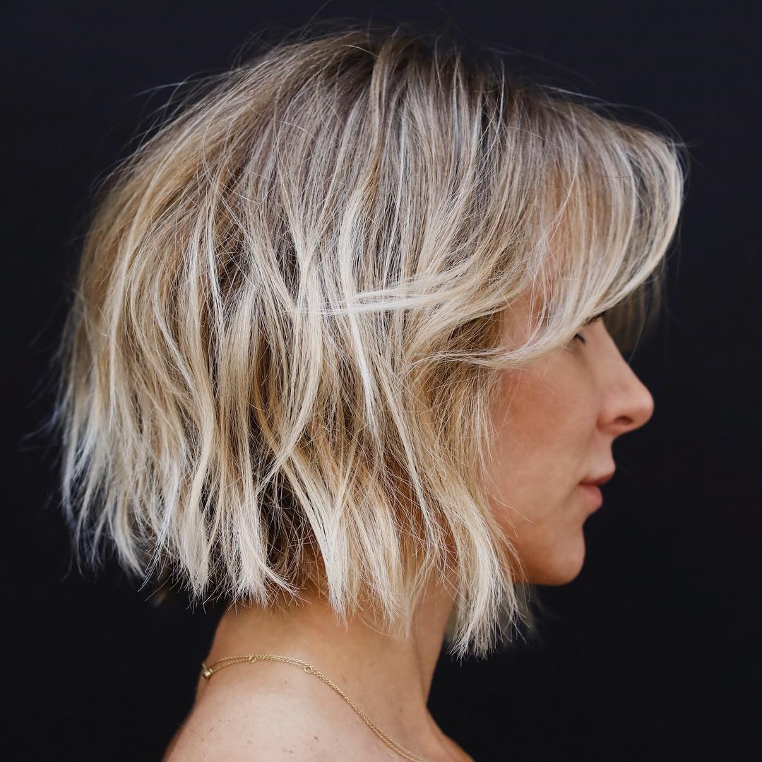 Bronde Bob Shag met Side Bangs