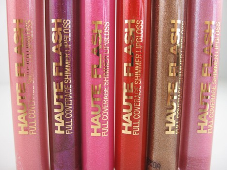 6 Haute Flash Shimmer Lip Glosses in Hot Flash, Flashy, In A Flash, Golden Flash, Quick Flash en Star Flash Shade