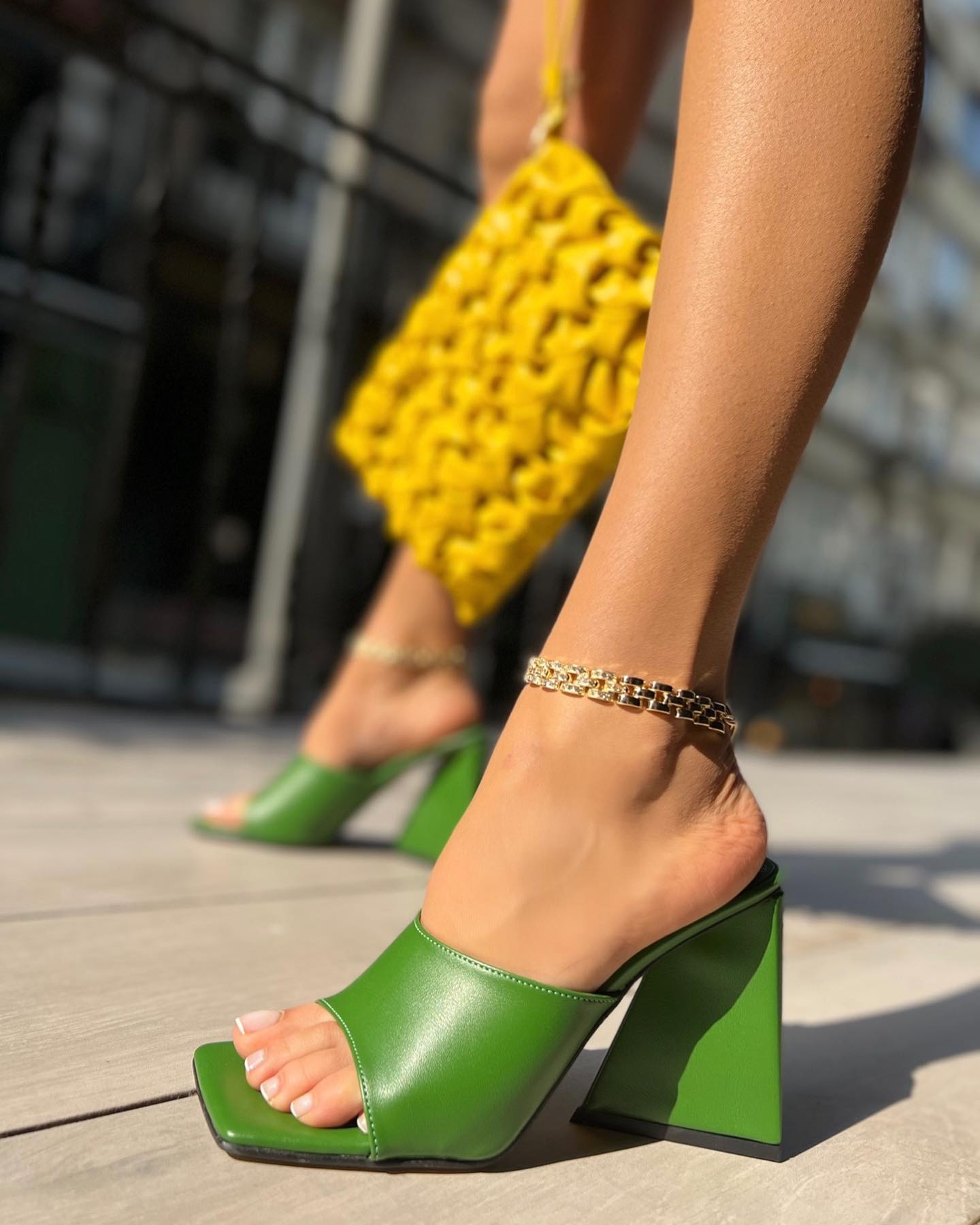 Heldergroene Mule Summer Heels