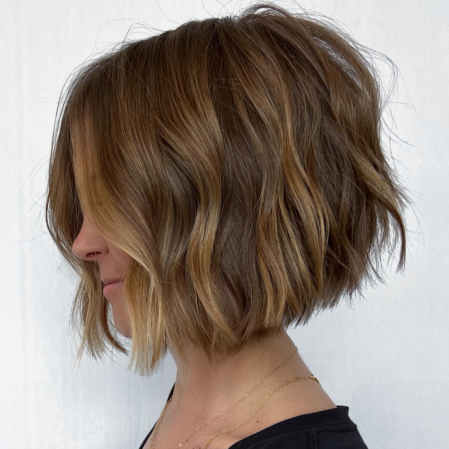 Chocolade Blonde Haar op Short Bob