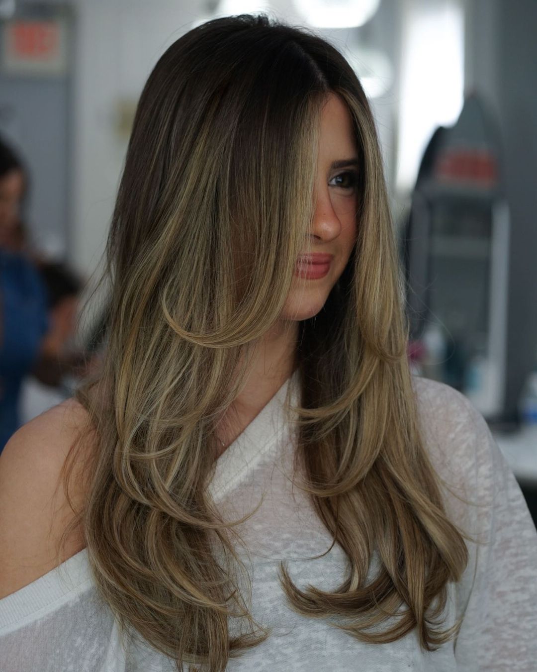 Lang gelaagd blond ombre haar