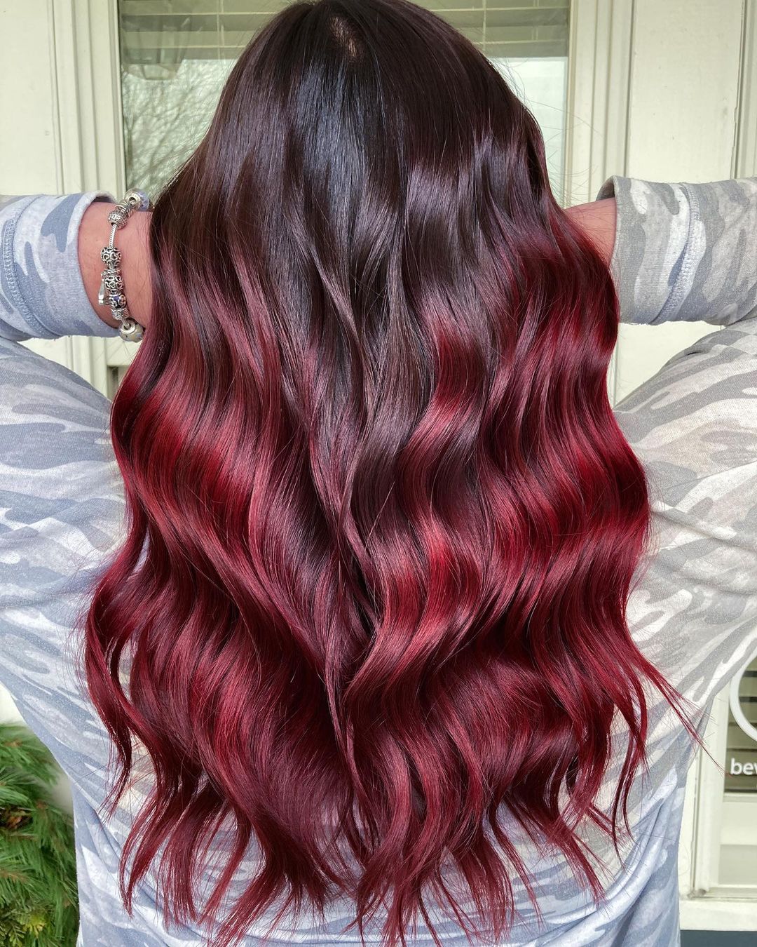 Donkerbruin tot rood Ombre Haarkleur