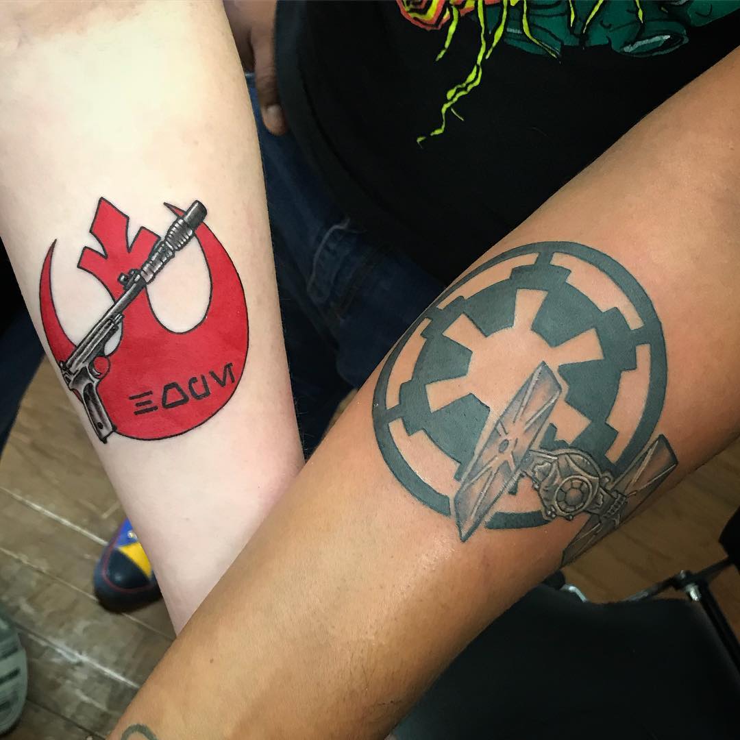 Star Wars Paar Tattoo Design houdt zich aan de popcultuur