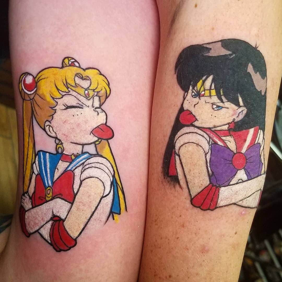 Heerlijke Cartoon Paar Tattoos