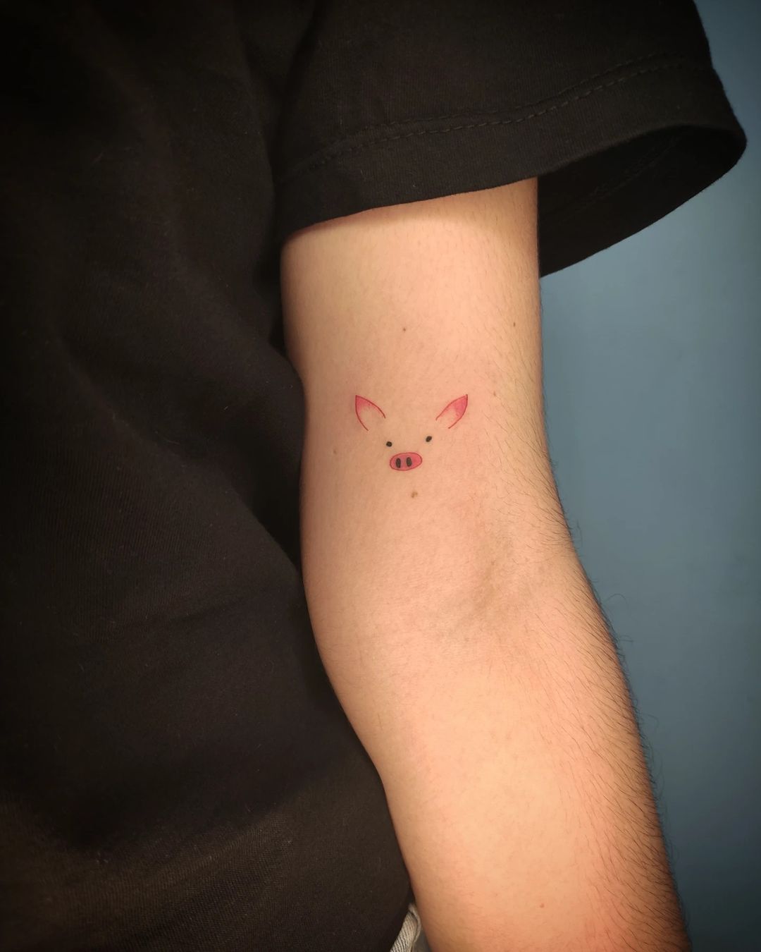 Mooie minimalistische Varken Tattoo