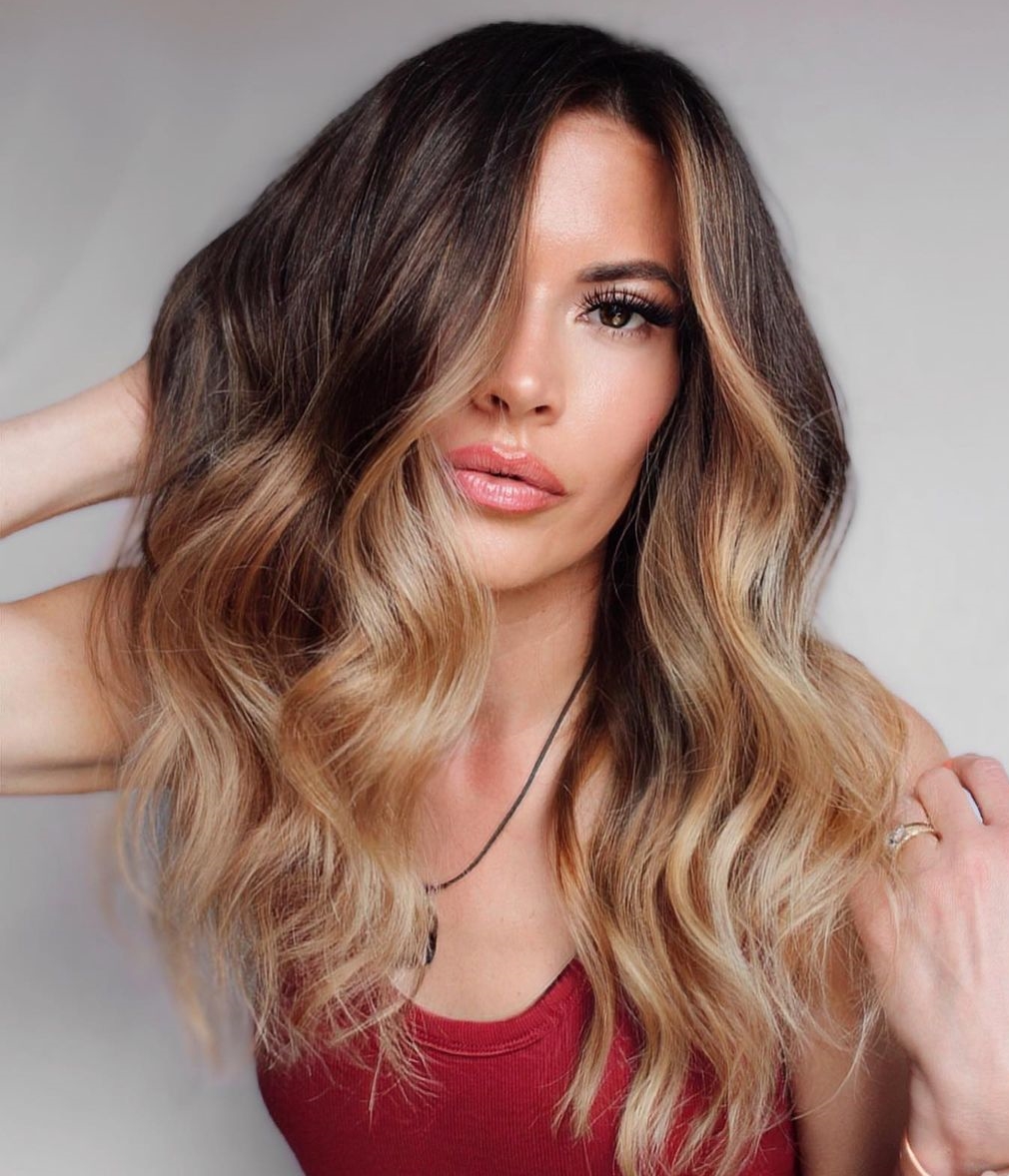 0Brown Hair Balayage met Money Piece