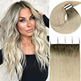 Lacerhair Remy Tape in Menselijk Haar Uitbreiding Dip Geverfd #8G/60A Licht Asbruin tot Licht Platina Blond...