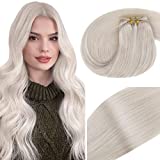 Vivien Blonde Weft Hair Extensions Menselijk Haar 18 Inch Platina Blonde Remy Hair Extensions Inslag...