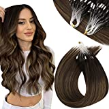 Zonnige Microlink Hair Extensions Donkerbruin Balayage Medium Bruin Micro Tip Human Hair Extensions Pre...