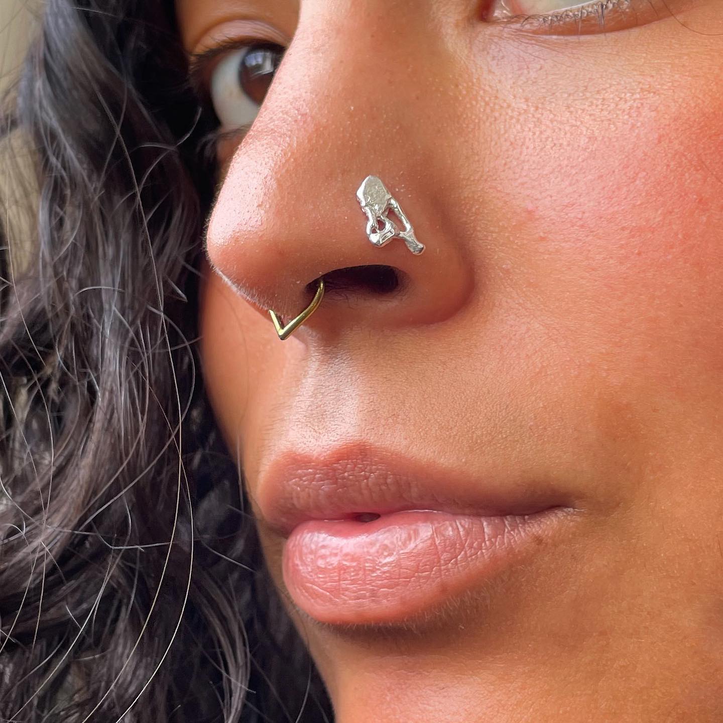 Zilveren Nostril Stud Piercing