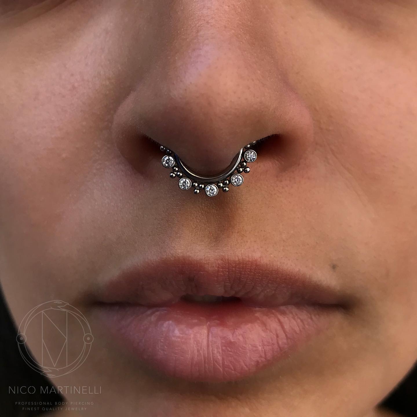 Septum Silver Ring Piercing met Strass steentjes