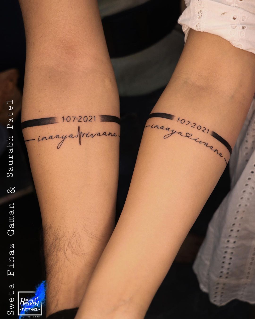 Belangrijke datum tattoo voor koppels op armen