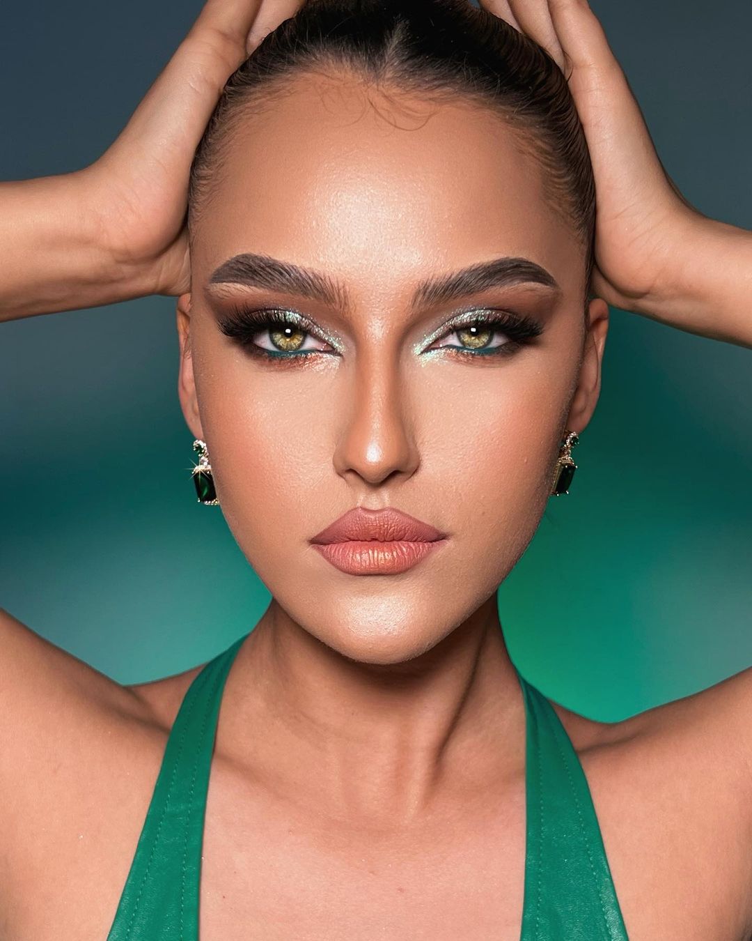 Emerald Glitter Oog Make-up