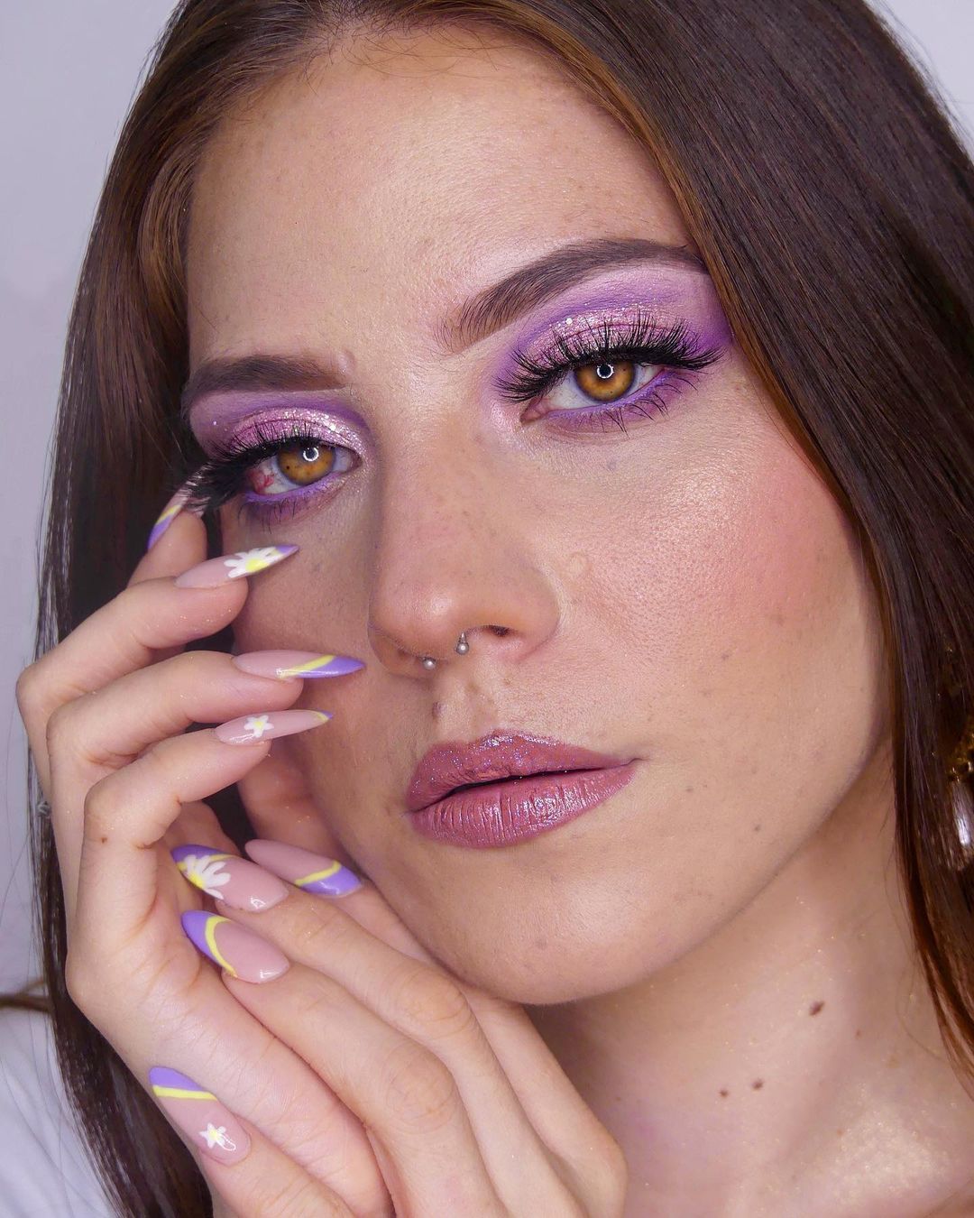 Lila Eye Make-up met Glitter