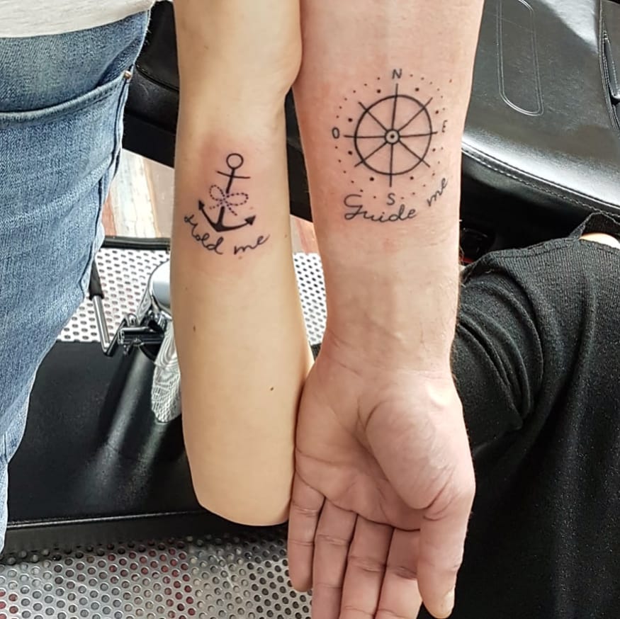 Anker paar tattoo ontwerp voor standvastigheid