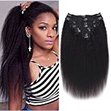 Mihugass Kinky Straight Clip in Hair Extensions Echt Menselijk Haar voor Zwarte Vrouwen 18 Inch Maagdelijk Haar...