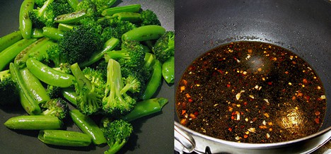 gehakte peultjes, broccoli en lente-uitjes
