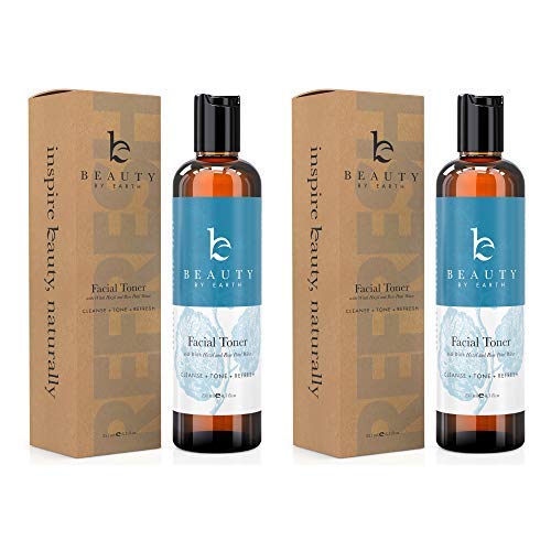 Beauty by Earth Facial Toner met organische en natuurlijke toverhazelaar rozenwater samentrekkend - ideaal voor acne gevoelige huid