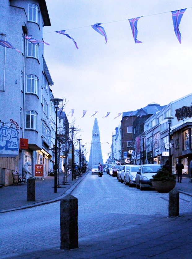 Hallgrimskirkja Church steeple Reykjavik IJsland