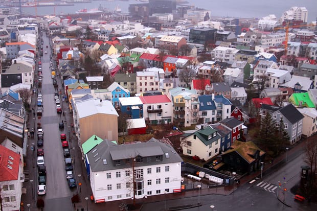 uitzicht vanaf Hallgrimskirkja Church Reykjavik IJsland