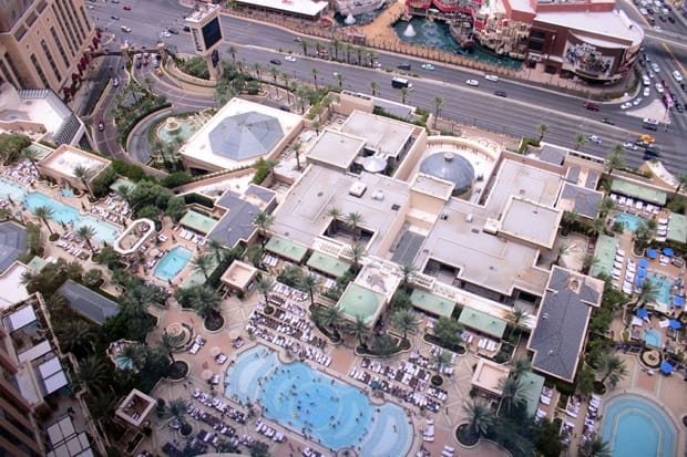 Het Palazzo Las Vegas hotel uitzicht op de strip vanuit de kamer