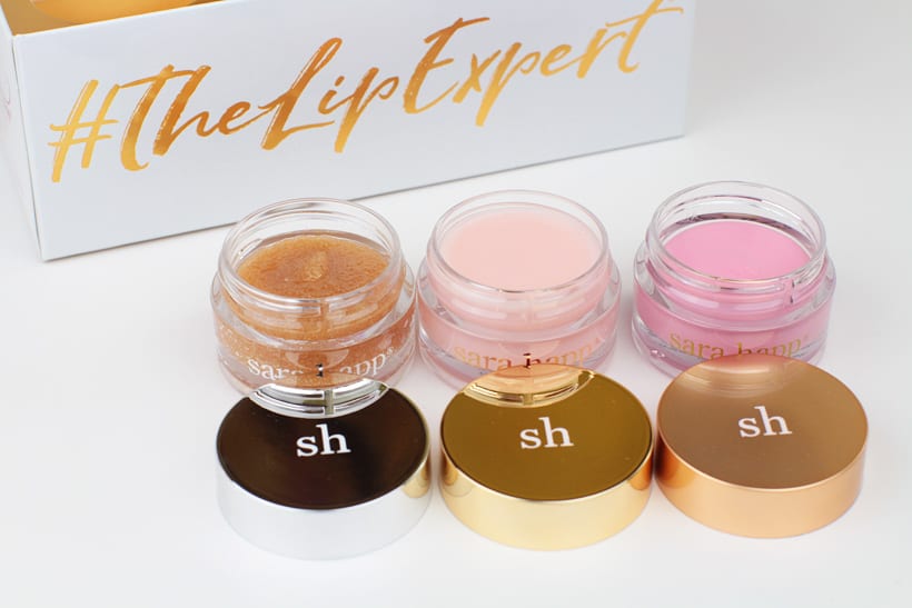 Sara Happ perfecte pout in een doos Sweet Clay Lip Mask en The Lip Slip