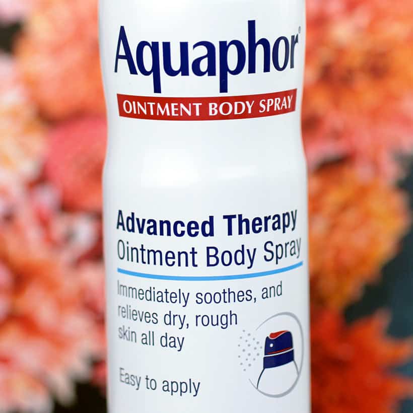 Close-up van nieuw Aquaphor Spray label