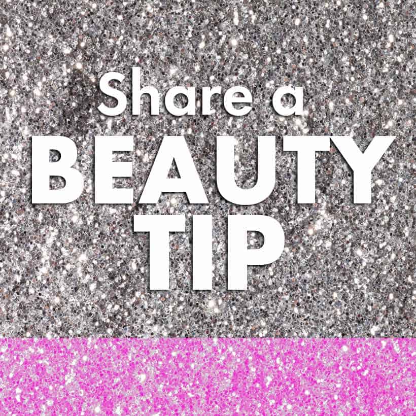 Beauty tip afbeelding op zilveren glitterachtergrond