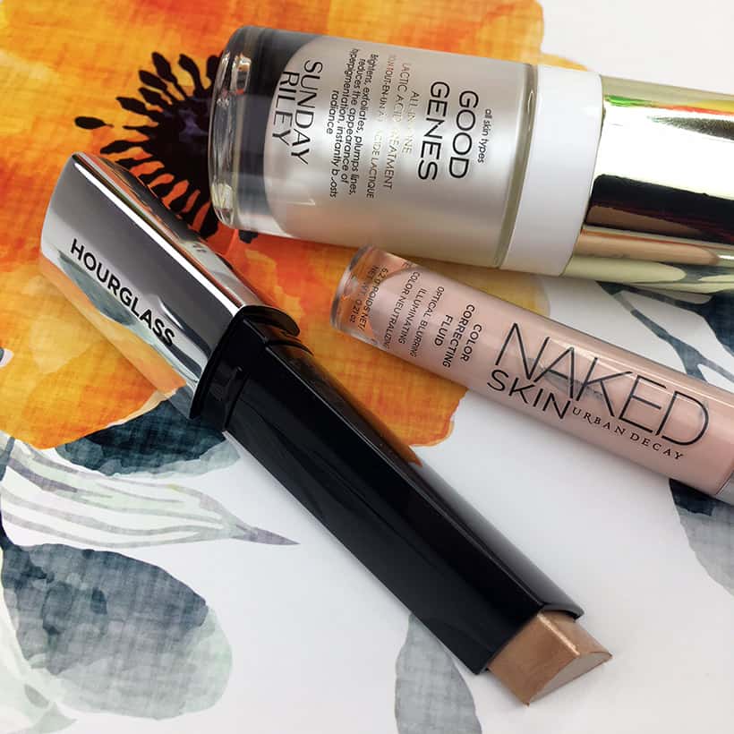 Sunday Riley Good Genes Urban Decay Naked Skin Color Corrector Hourglass Vanish Highlighting Stick zijn de schoonheidsproducten die ik het meest bereik